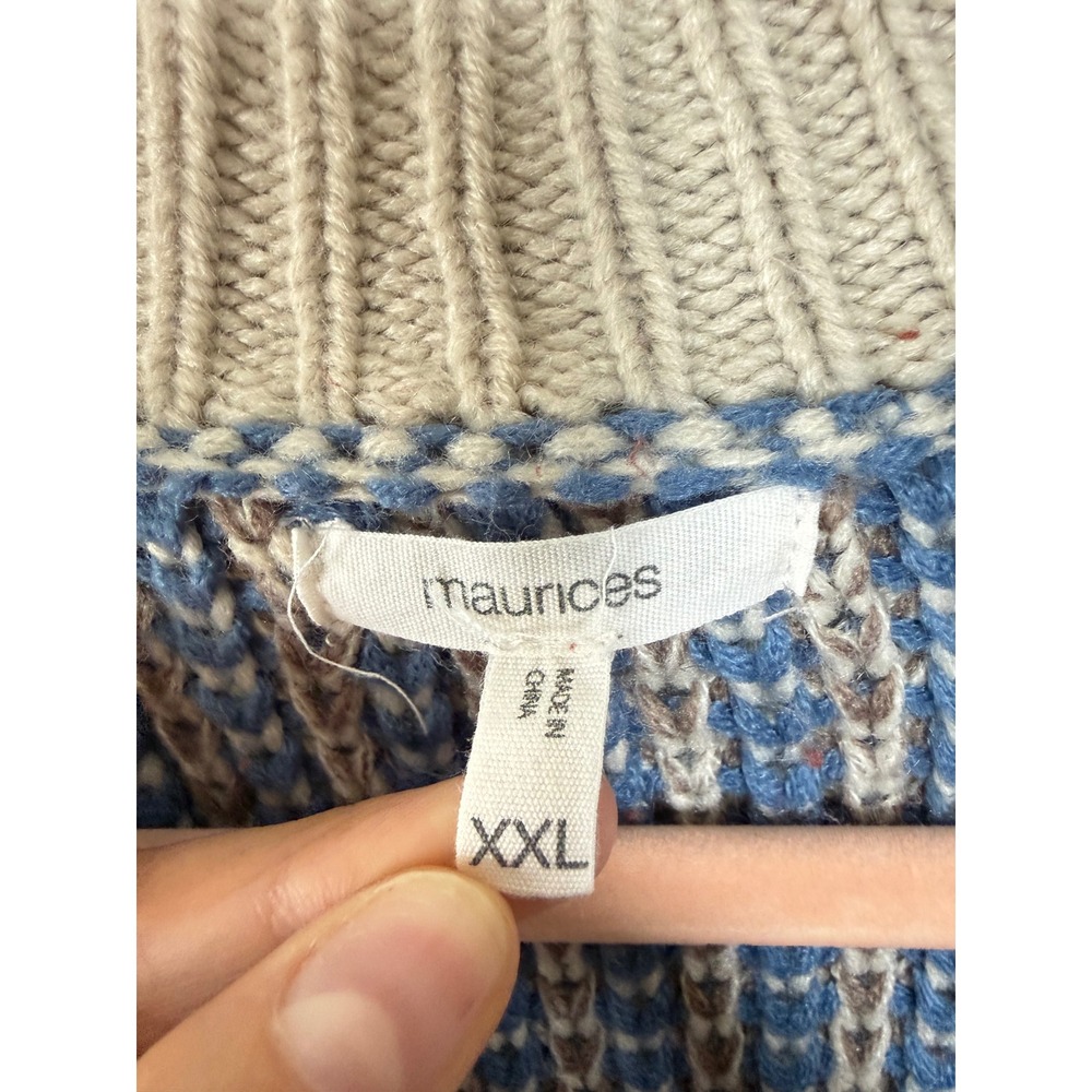 Maurices Womens XXL Open Front Cardigan Fair Isle Chunky Knit Sweater Blue - Picture 3 of 7
